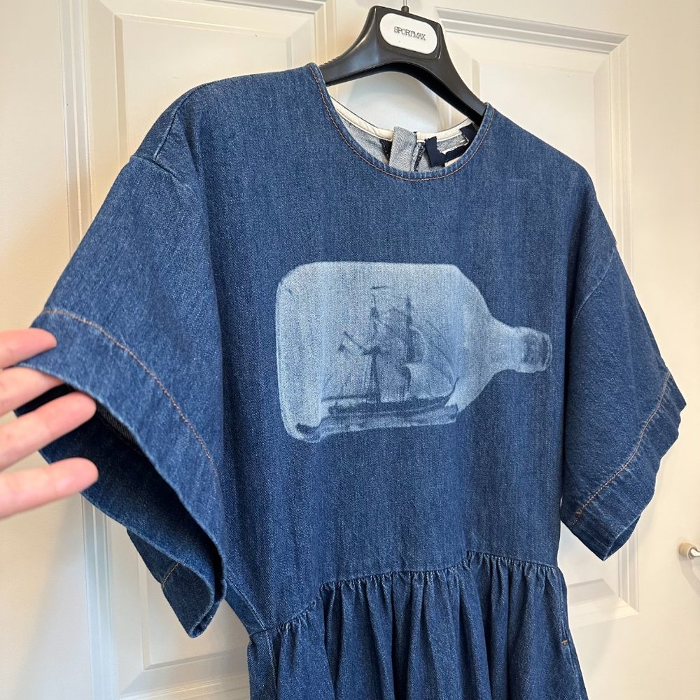 SOLD! Sportmax Max Mara Label-cut Denim Slim Fit Short Dress Size: US4 Spring - Picture 8 of 15